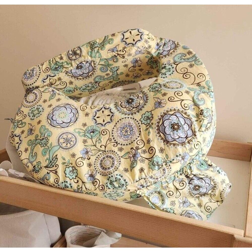 My Brest Friend Original Nursing Pillow for Breastfeeding, Yellow & Blue Paisley